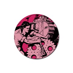 Working Woman Rubber Round Coaster (4 Pack)  by snowwhitegirl