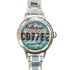 Delicious Coffee Round Italian Charm Watch