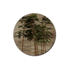 Vintage Bamboo Trees Rubber Round Coaster (4 Pack)  by snowwhitegirl