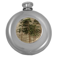 Vintage Bamboo Trees Round Hip Flask (5 Oz) by snowwhitegirl