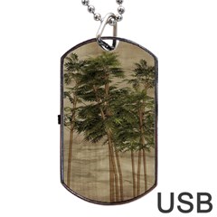 Vintage Bamboo Trees Dog Tag Usb Flash (two Sides) by snowwhitegirl