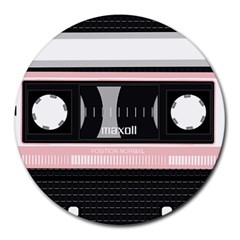 Pink Compact Cassette Round Mousepads by snowwhitegirl