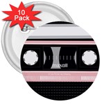 Pink Compact Cassette 3  Buttons (10 pack)  Front