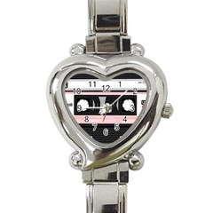 Pink Compact Cassette Heart Italian Charm Watch by snowwhitegirl