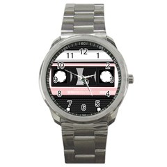 Pink Compact Cassette Sport Metal Watch by snowwhitegirl