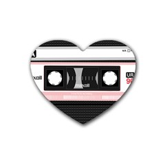 Pink Compact Cassette Rubber Coaster (heart)  by snowwhitegirl