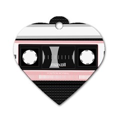 Pink Compact Cassette Dog Tag Heart (two Sides) by snowwhitegirl