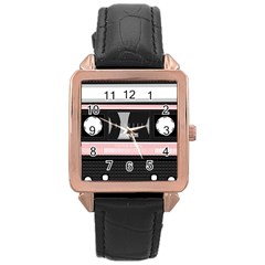 Pink Compact Cassette Rose Gold Leather Watch  by snowwhitegirl