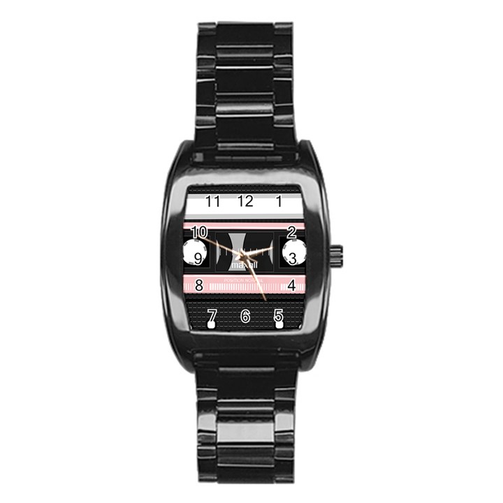 Pink Compact Cassette Stainless Steel Barrel Watch