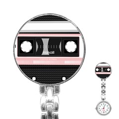 Pink Compact Cassette Stainless Steel Nurses Watch by snowwhitegirl