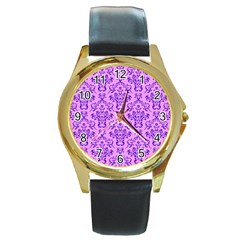 Victorian Violet Round Gold Metal Watch by snowwhitegirl