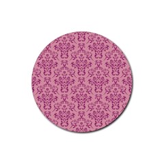 Victorian Pink Ornamental Rubber Coaster (round)  by snowwhitegirl