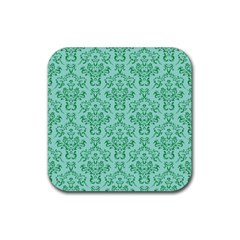 Victorian Teal Ornamental Rubber Coaster (Square) 