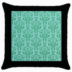 Victorian Teal Ornamental Throw Pillow Case (black) by snowwhitegirl