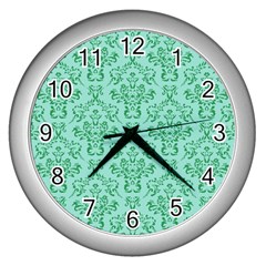 Victorian Teal Ornamental Wall Clock (Silver)