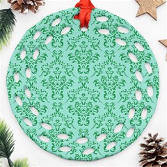 Victorian Teal Ornamental Round Filigree Ornament (Two Sides)