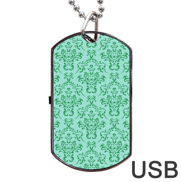 Victorian Teal Ornamental Dog Tag USB Flash (One Side)