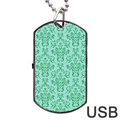 Victorian Teal Ornamental Dog Tag USB Flash (Two Sides)