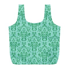 Victorian Teal Ornamental Full Print Recycle Bag (L)