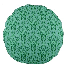 Victorian Teal Ornamental Large 18  Premium Flano Round Cushions