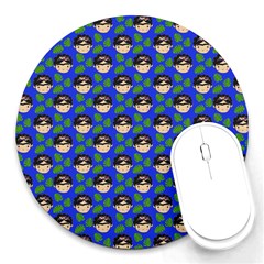 Frida Blue Round Mousepads by snowwhitegirl