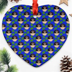 Frida Blue Ornament (heart) by snowwhitegirl