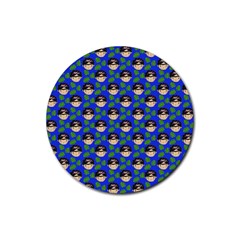 Frida Blue Rubber Coaster (round)  by snowwhitegirl