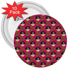 Frida Pink 3  Buttons (10 Pack)  by snowwhitegirl