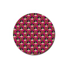 Frida Pink Rubber Coaster (round)  by snowwhitegirl