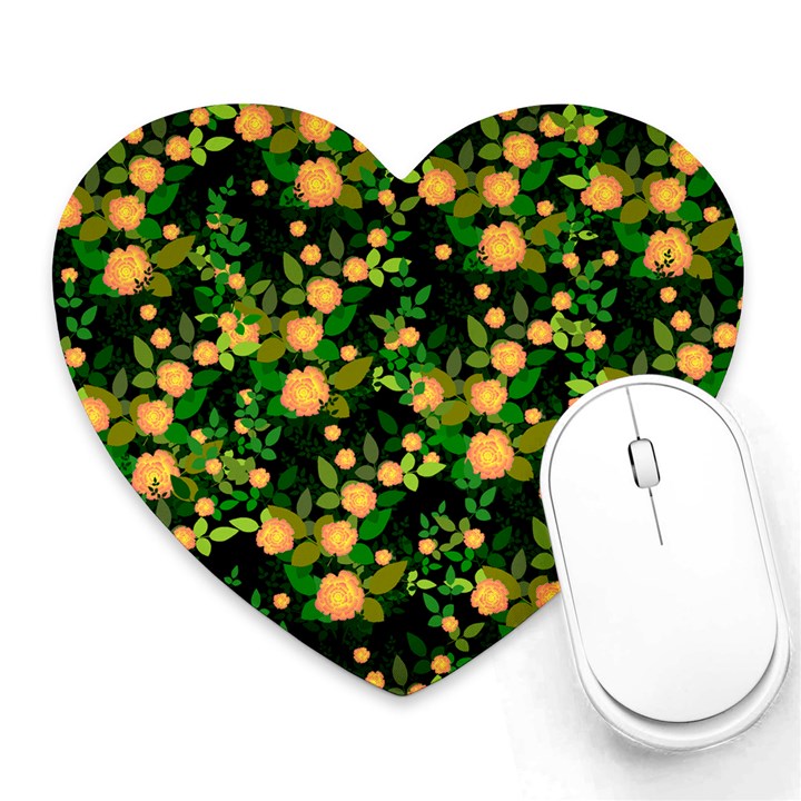 Peach Roses Heart Mousepads