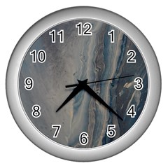 Blue Ice Wall Clock (silver) by WILLBIRDWELL