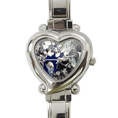 Black And Blue Heart Italian Charm Watch by WILLBIRDWELL