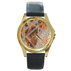 STRING THEORY Round Gold Metal Watch