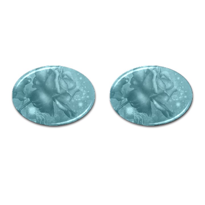 Wonderful Blue Soft Roses Cufflinks (Oval)