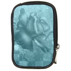 Wonderful Blue Soft Roses Compact Camera Leather Case by FantasyWorld7