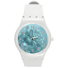 Wonderful Blue Soft Roses Round Plastic Sport Watch (m) by FantasyWorld7