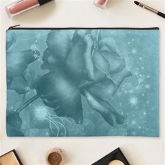 Wonderful Blue Soft Roses Cosmetic Bag (xxxl) by FantasyWorld7