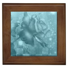 Wonderful Blue Soft Roses Framed Tiles by FantasyWorld7