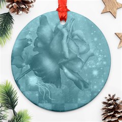 Wonderful Blue Soft Roses Ornament (round) by FantasyWorld7