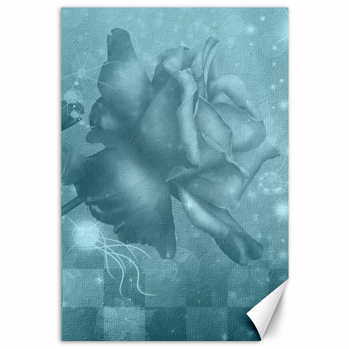 Wonderful Blue Soft Roses Canvas 12  x 18 