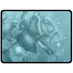 Wonderful Blue Soft Roses Fleece Blanket (large)  by FantasyWorld7