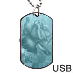 Wonderful Blue Soft Roses Dog Tag Usb Flash (two Sides) by FantasyWorld7