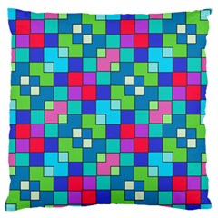 Retro Squares                                       Large Flano Cushion Case (two Sides) by LalyLauraFLM