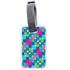 Retro Squares                                             Luggage Tag (one Side) by LalyLauraFLM