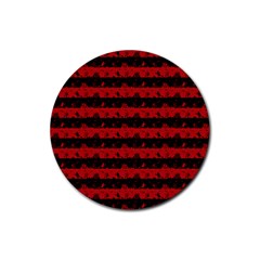 Blood Red And Black Halloween Nightmare Stripes  Rubber Coaster (round)  by PodArtist