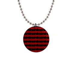 Blood Red And Black Halloween Nightmare Stripes  Button Necklaces by PodArtist