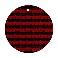 Blood Red And Black Halloween Nightmare Stripes  Round Ornament (two Sides) by PodArtist