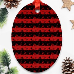 Blood Red And Black Halloween Nightmare Stripes  Oval Ornament (two Sides) by PodArtist