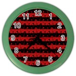 Blood Red and Black Halloween Nightmare Stripes  Color Wall Clock Front