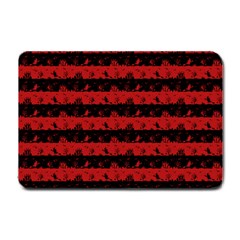 Blood Red And Black Halloween Nightmare Stripes  Small Doormat  by PodArtist